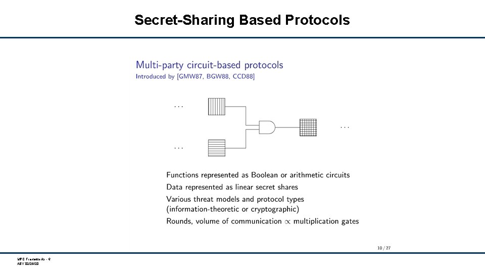 Secret-Sharing Based Protocols MPC Frameworks - 6 ABY 02/26/20 