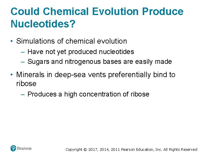 Could Chemical Evolution Produce Nucleotides? • Simulations of chemical evolution – Have not yet