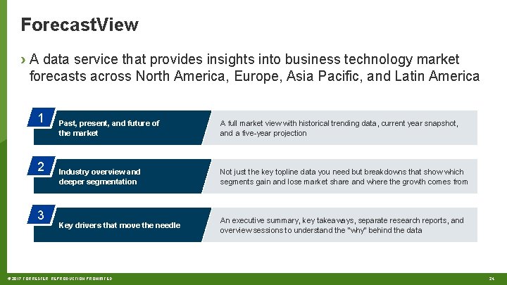 Forecast. View › A data service that provides insights into business technology market forecasts