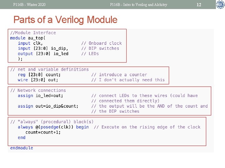P 116 B - Winter 2020 P 116 B - Intro to Verilog and