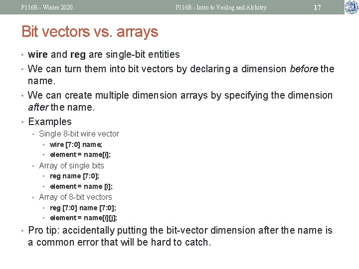 P 116 B - Winter 2020 P 116 B - Intro to Verilog and