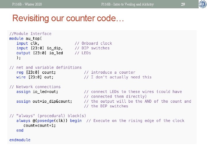 P 116 B - Winter 2020 P 116 B - Intro to Verilog and