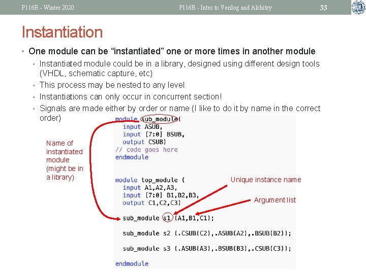 P 116 B - Winter 2020 P 116 B - Intro to Verilog and