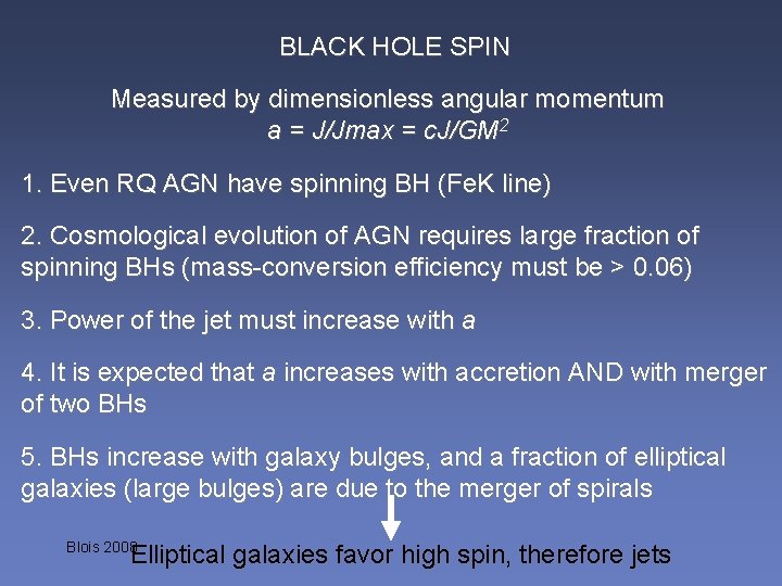 BLACK HOLE SPIN Measured by dimensionless angular momentum a = J/Jmax = c. J/GM