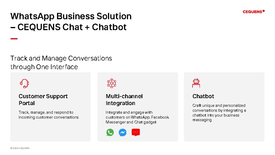 Whats. App Business Solution – CEQUENS Chat + Chatbot — Track and Manage Conversations