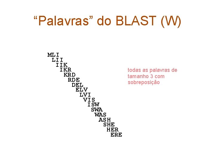 “Palavras” do BLAST (W) MLI LII IIK IKR todas as palavras de KRD tamanho