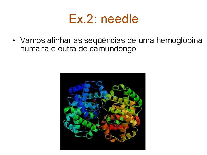Ex. 2: needle • Vamos alinhar as seqüências de uma hemoglobina humana e outra
