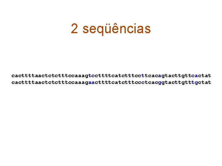2 seqüências cacttttaactctctttccaaagtccttttcatctttccttcacagtacttgttcactat cacttttaactctctttccaaagaacttttcatctttccctcacggtacttgtttgctat 