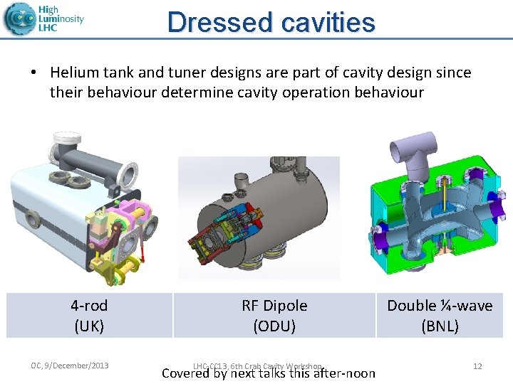 Dressed cavities • Helium tank and tuner designs are part of cavity design since