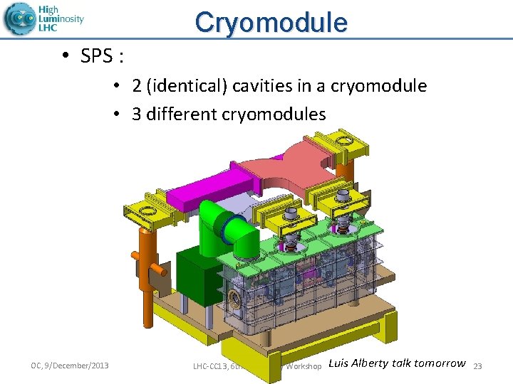 Cryomodule • SPS : • 2 (identical) cavities in a cryomodule • 3 different