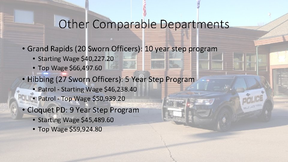Other Comparable Departments • Grand Rapids (20 Sworn Officers): 10 year step program •