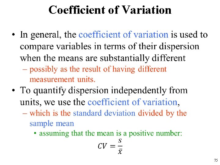 Coefficient of Variation • 75 