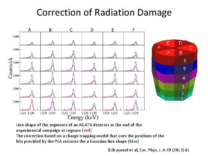 Correction of Radiation Damage Line shape of the segments of an AGATA detector at