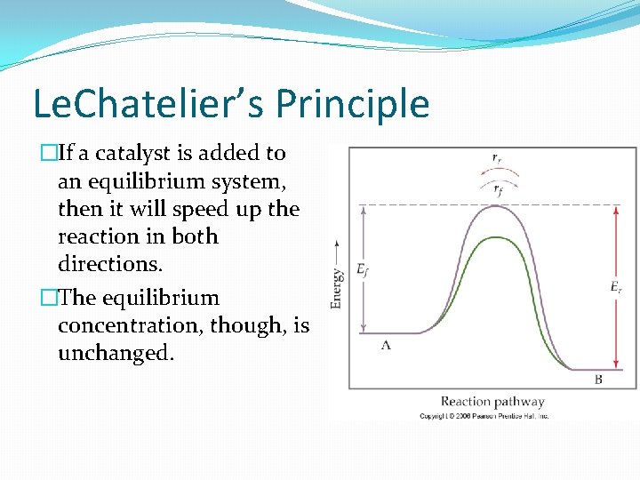 Le. Chatelier’s Principle �If a catalyst is added to an equilibrium system, then it