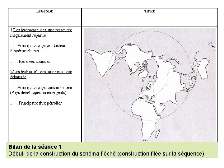 LEGENDE 1/Les hydrocarbures, une ressource inégalement répartie TITRE Fond de carte à projection polaire