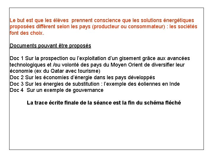 Le but est que les élèves prennent conscience que les solutions énergétiques proposées diffèrent