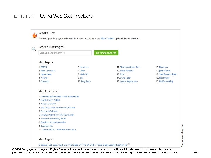EXHIBIT 8. 4 Using Web Stat Providers © 2016 Cengage Learning. All Rights Reserved.