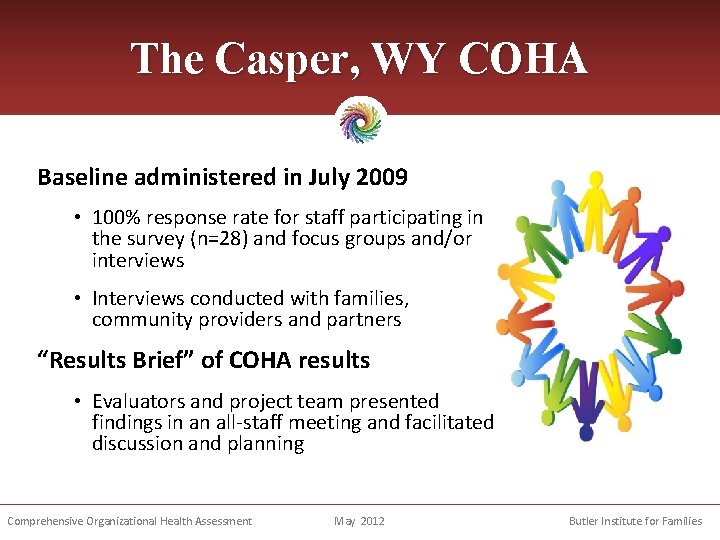 The Casper, WY COHA Baseline administered in July 2009 • 100% response rate for