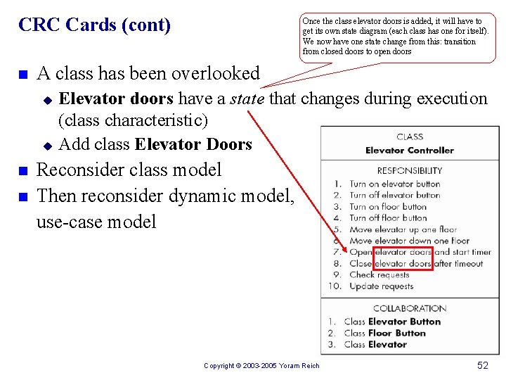 CRC Cards (cont) n A class has been overlooked u u n n Once