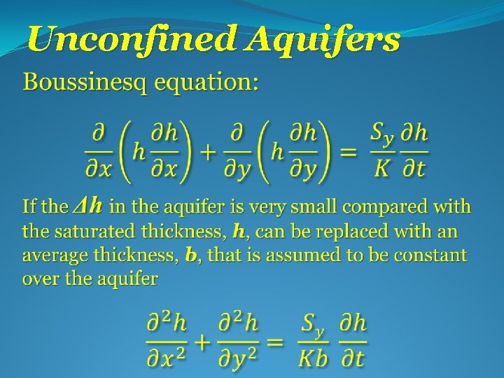 Unconfined Aquifers 