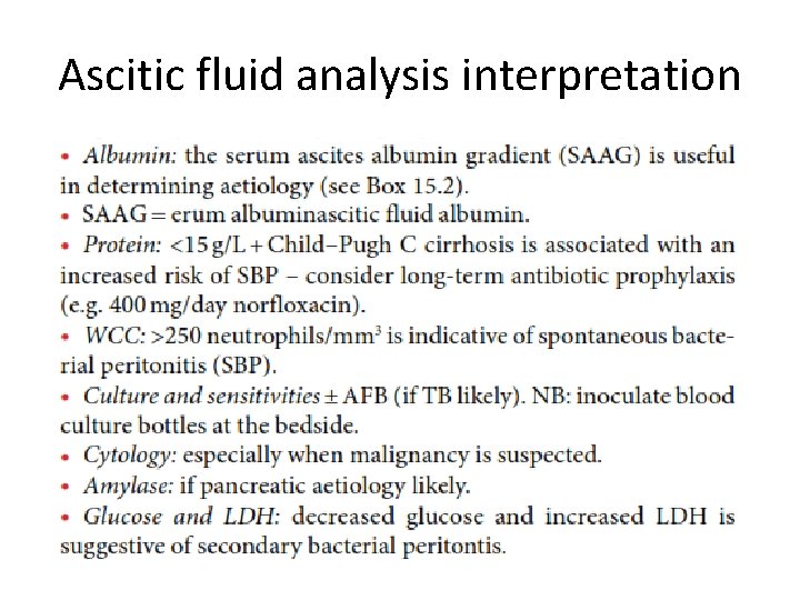 Ascitic fluid analysis interpretation 