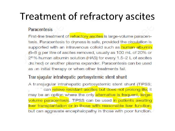 Treatment of refractory ascites 