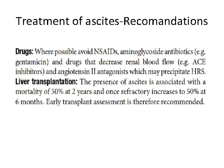Treatment of ascites-Recomandations 