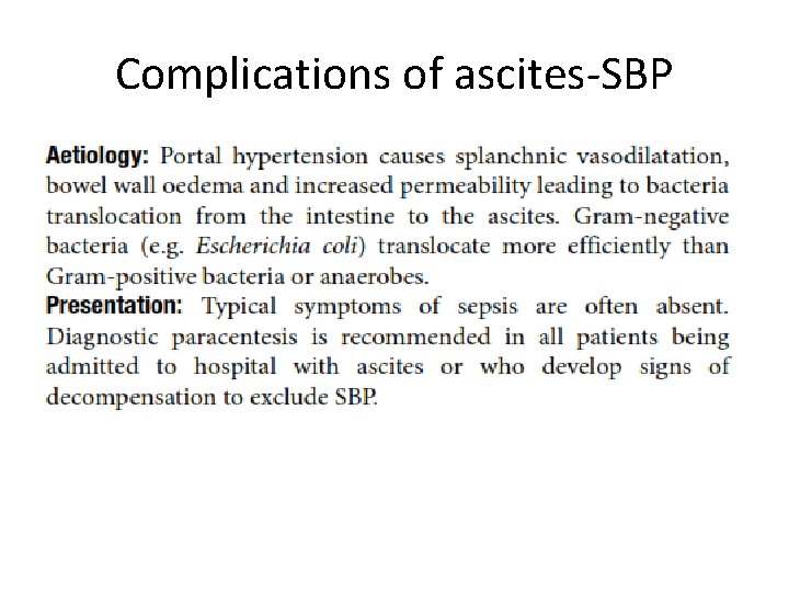 Complications of ascites-SBP 