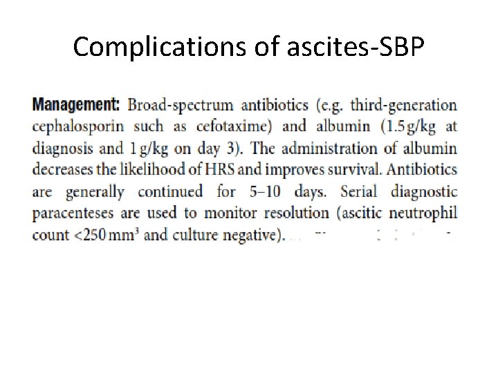 Complications of ascites-SBP 