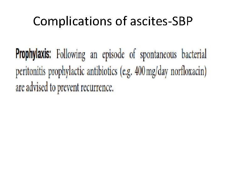 Complications of ascites-SBP 