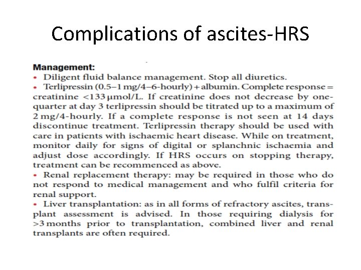 Complications of ascites-HRS 