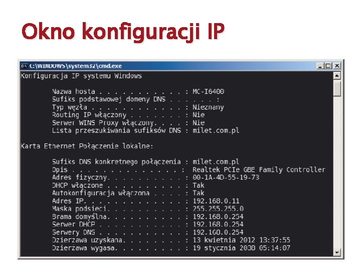 Okno konfiguracji IP 