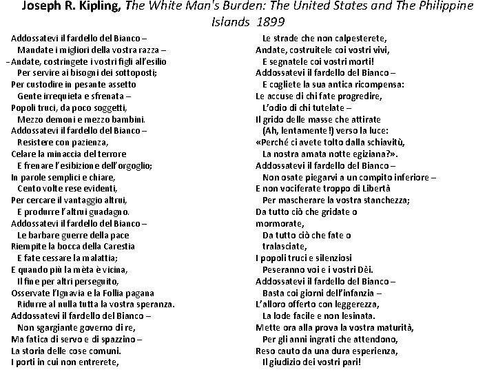 Joseph R. Kipling, The White Man's Burden: The United States and The Philippine Islands