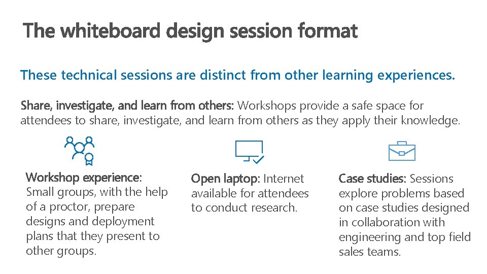 These technical sessions are distinct from other learning experiences. Share, investigate, and learn from