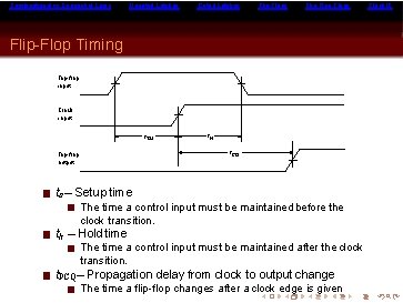 Combinational vs Sequential Logic Ungated Latches Gated Latches Flip-Flop Chips Flip-Flop Timing Flip-flop input