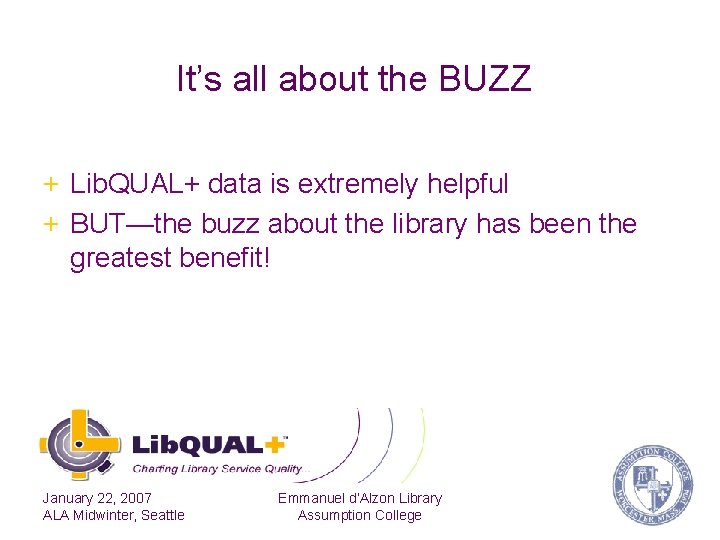 It’s all about the BUZZ + Lib. QUAL+ data is extremely helpful + BUT—the