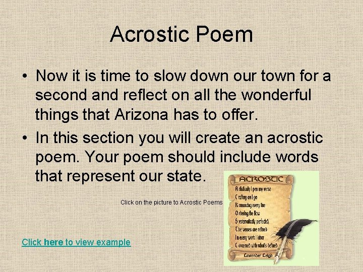 Acrostic Poem • Now it is time to slow down our town for a