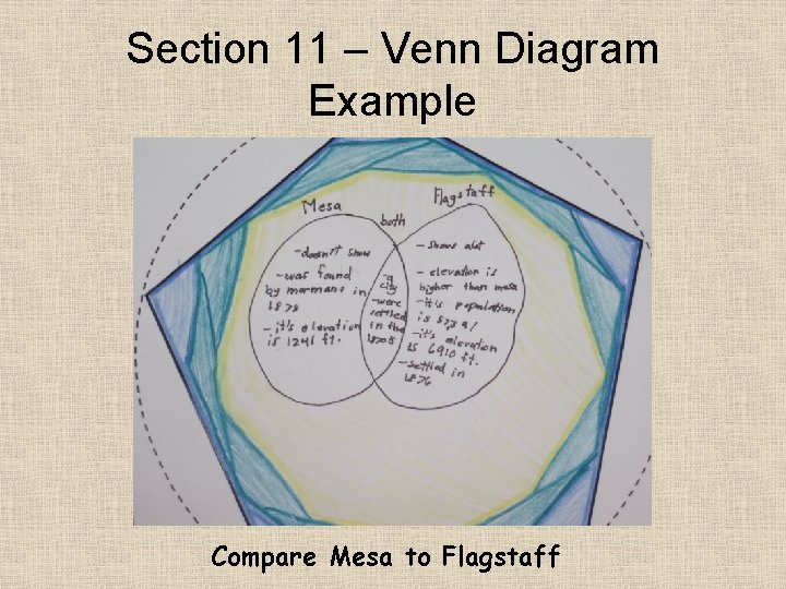 Section 11 – Venn Diagram Example Compare Mesa to Flagstaff 