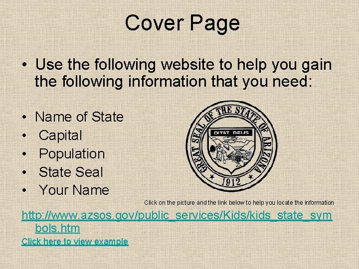 Cover Page • Use the following website to help you gain the following information