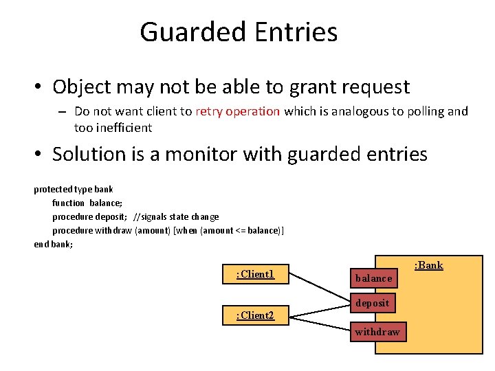 Guarded Entries • Object may not be able to grant request – Do not Guarded Entries • Object may not be able to grant request – Do not