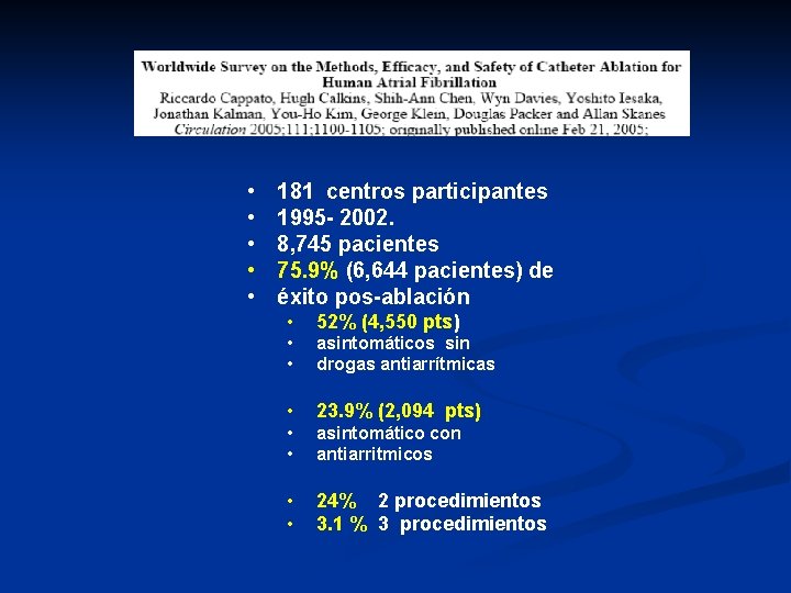 • • • 181 centros participantes 1995 - 2002. 8, 745 pacientes 75. • • • 181 centros participantes 1995 - 2002. 8, 745 pacientes 75.