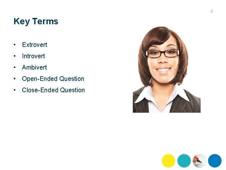 3 Key Terms • Extrovert • Introvert • Ambivert • Open-Ended Question • Close-Ended