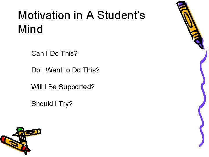 Motivation in A Student’s Mind Can I Do This? Do I Want to Do