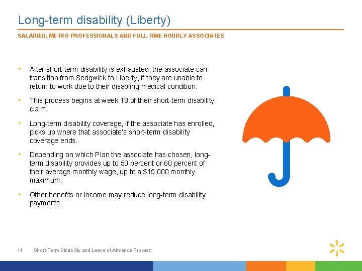Long-term disability (Liberty) SALARIED, METRO PROFESSIONALS AND FULL-TIME HOURLY ASSOCIATES • After short-term disability Long-term disability (Liberty) SALARIED, METRO PROFESSIONALS AND FULL-TIME HOURLY ASSOCIATES • After short-term disability