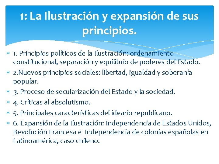 1: La Ilustración y expansión de sus principios. 1. Principios políticos de la Ilustración:
