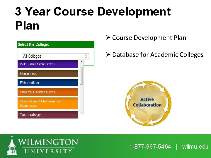 3 Year Course Development Plan Ø Database for Academic Colleges 1 -877 -967 -5464