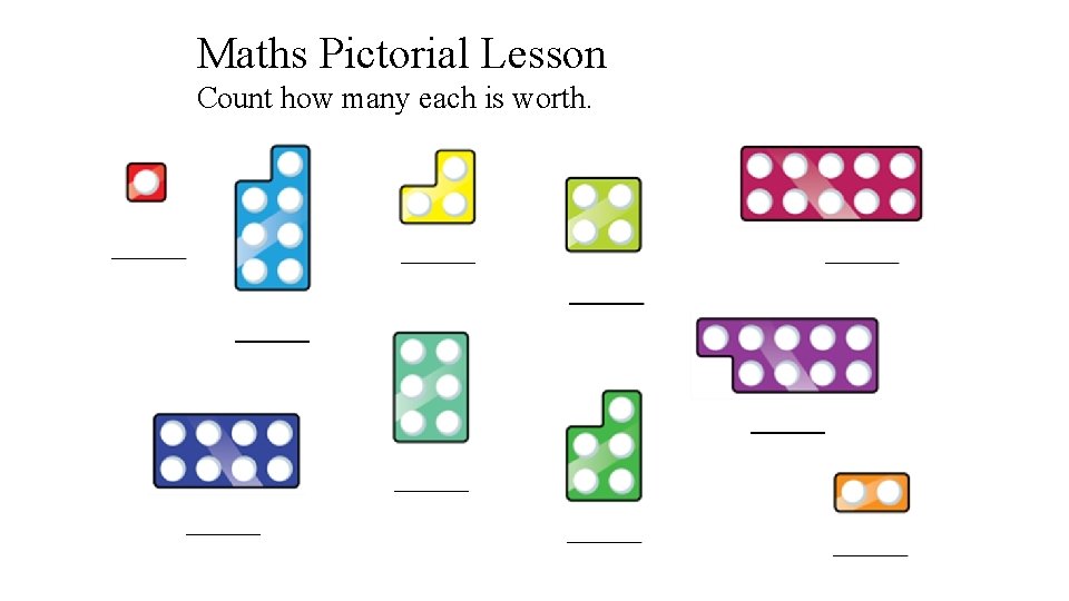 Maths Pictorial Lesson Count how many each is worth. 