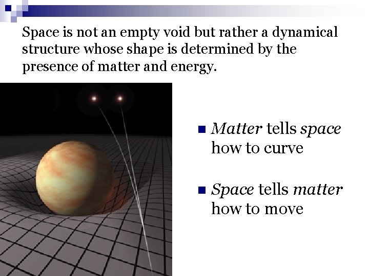 Space is not an empty void but rather a dynamical structure whose shape is