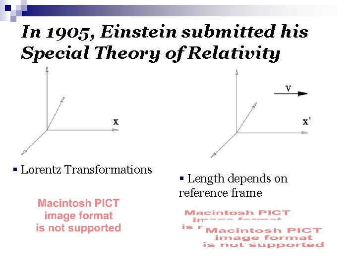 In 1905, Einstein submitted his Special Theory of Relativity § Lorentz Transformations § Length