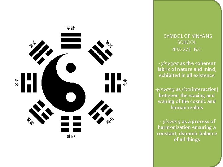  SYMBOL OF YINYANG SCHOOL 403 -221 B. C - yinygna as the coherent
